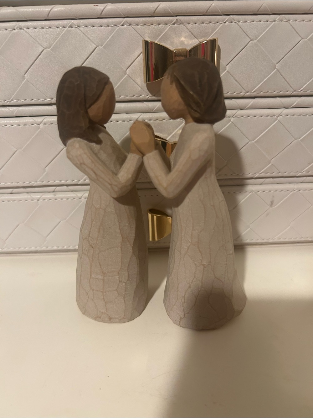 Willow Tree Two Figures Holding Hands Figurine - Neutral Tones
